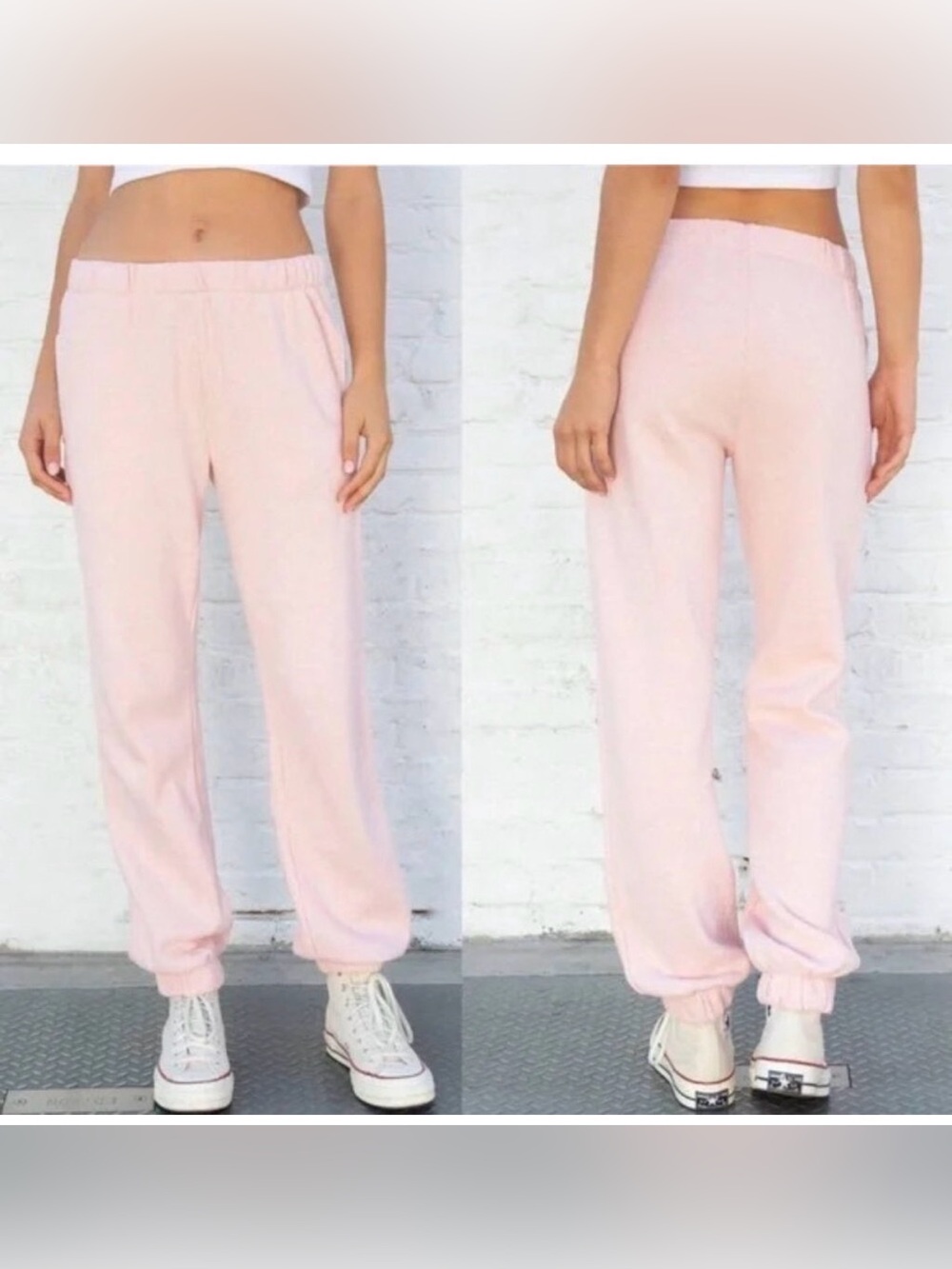 Like New! Brandy Melville Light Pink Elastic Waist Joggers, sz Medium